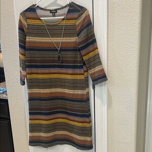 Tacera Multicolor Striped Midi Dress